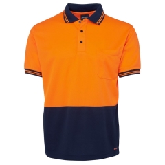 Short Sleeve Traditional Hi Vis Polo - Orange/Navy