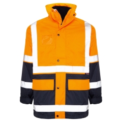 Spartan - Taped Waterproof Hi Vis 5-In-1 Jacket - Orange/Navy