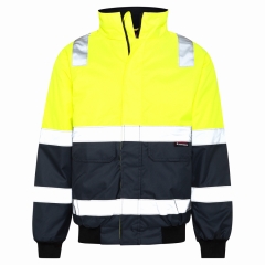 Spartan - Taped Waterproof Hi Vis Bomber Jacket - Yellow/Navy