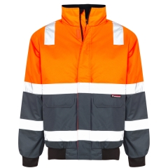 Spartan - Taped Waterproof Hi Vis Bomber Jacket - Orange/Navy