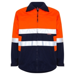 Spartan - Taped Heavyweight Cotton Drill Hi Vis Jacket - Orange/Navy