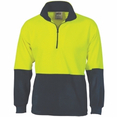1/2 Zip Hi Vis Fleecy Jumper - Yellow/Navy
