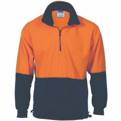 1/2 Zip Hi Vis Fleecy Jumper - Orange/Navy