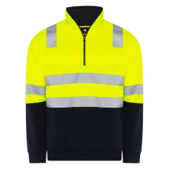 Spartan - Taped 1/2 Zip Hi Vis Fleecy Jumper - Yellow/Navy
