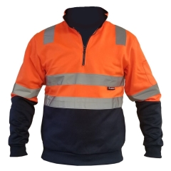Spartan - Taped 1/2 Zip Hi Vis Fleecy Jumper - Orange/Navy