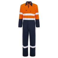 Spartan - Taped Lightweight Hi Vis Cotton Drill Coverall - Orange/Navy