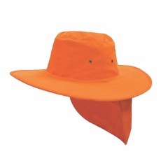 Canvas Sun Hat With Flap - Orange