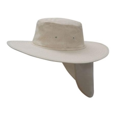 Canvas Sun Hat With Flap - Natural