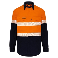 Spartan - Taped Lightweight Hi Vis Arc Flash HRC2 Shirt - Orange/Navy