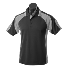 Aussie Pacific - Mens Murray Polo - Black/Ashe/White