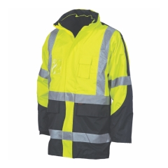 DNC - Cross Back Taped 2 Tone Hi Vis 6 in 1 Jacket - Yellow/Navy