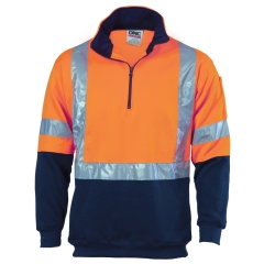 DNC - Cross Back Taped Two Tone Hi Vis 1/2 Zip Fleecy - Orange/Navy