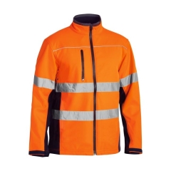 Bisley - Taped Hi Vis Soft Shell Jacket - Orange/Navy