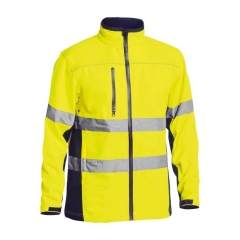Bisley - Taped Hi Vis Soft Shell Jacket - Yellow/Navy