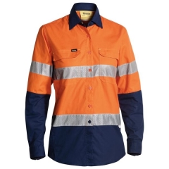 Bisley - Womens Shirt 3M Taped Hi-Vis X Airflow Ripstop - Orange/Navy