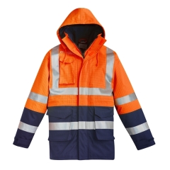 Syzmik - Taped Waterproof FR Arc Flash Jacket - Orange/Navy