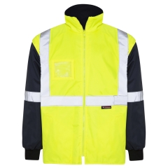 Spartan - Taped Reversible Waterproof Hi Vis Fleece Jacket - Yellow/Navy