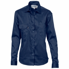 DNC - Ladies Cotton Drill Work Shirt - Navy