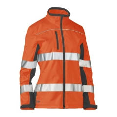 Bisley - Women's Taped Two Tone Hi Vis Soft Shell Jacket - Orange/Navy