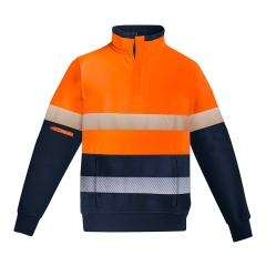 Taped Brushed Fleece ¼ Zip HRC 2 FR Jumper - Orange/Navy
