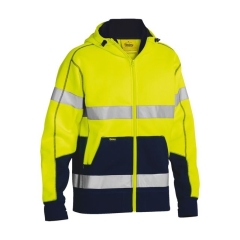 Bisley - Taped Hi Vis Fleece Hoodie - Yellow/Navy