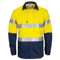 DNC - Patron Saint Taped FR 2 Tone Cotton Shirt - Yellow/Navy