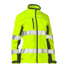 Bisley - Women's Taped Two Tone Hi Vis Soft Shell Jacket - Yellow/Navy