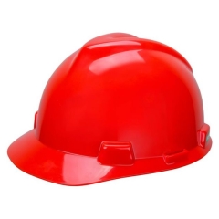 MSA - V-Gard 500 Vented Hard Hat - Metal Lamp Bracket Push-Key 6 Point - Red