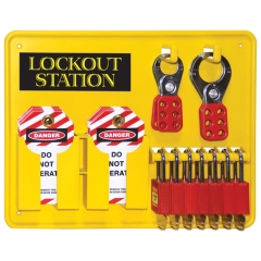 One Piece Open Lockout Station - 7 Padlocks