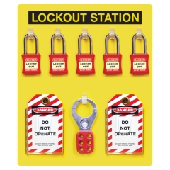 Front On Open Lockout Station - 5 Padlocks