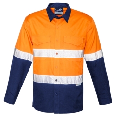 Syzmik -  Taped Rugged Cooling Hi Vis Shirt - Orange/Navy