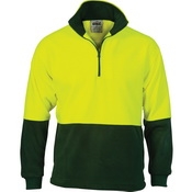 Jumper - HiVis Two Tone 1/2 Zip Polar Fleece Yellow/Bottle G
