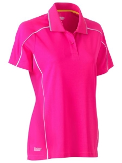 Bisley - Ladies Cool Mesh Polo with Reflective Piping - Pink