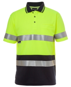 Polo - Hi Vis Traditional Short Sleeve Taped Lime/Navy