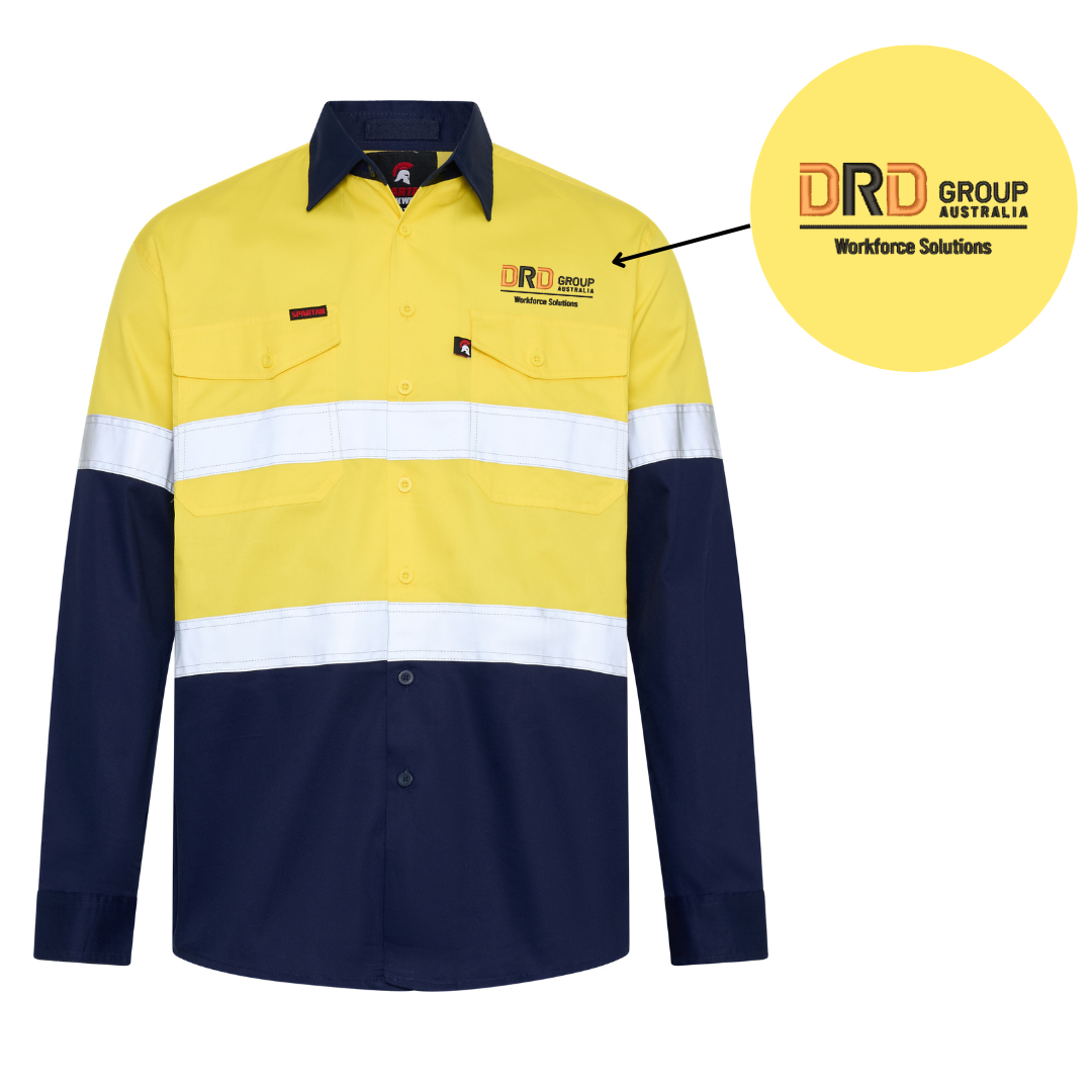 DRD Group Logo on LHB - on HIVIS YELLOW