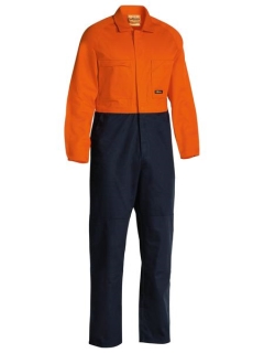 Bisley Hi Vis Drill Coveralls - Orange/Navy