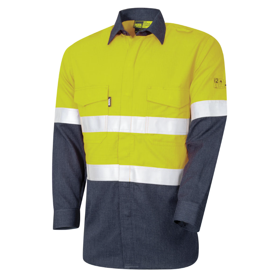 Bool - Lightweight PPE2 Two Tone FR Shirt with Loxy Reflective Tape - Yellow/Navy