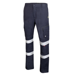 Regular Weight PPE2 FR Tapered Fit Cargo Trouser with Loxy Reflective Tape - Navy