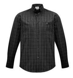 Biz Collection - Mens Harper Long Sleeve Shirt - Black/Silver