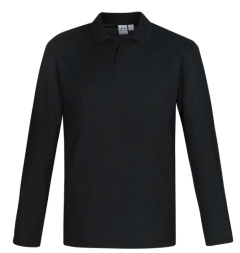 Biz Collection - Mens Long Sleeve Crew Polo - Black