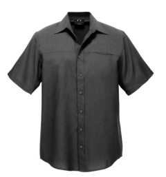 Biz Corporates - Mens Plain Oasis Short Sleeve Shirt - Charcoal