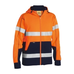Bisley -Taped Hi Vis Fleece Hoodie - Orange/Navy
